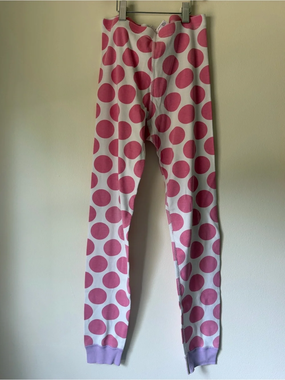 Hanna Andersson Pink Polka Dot Lavender Trim Girls' Organic Cotton Sleep Top